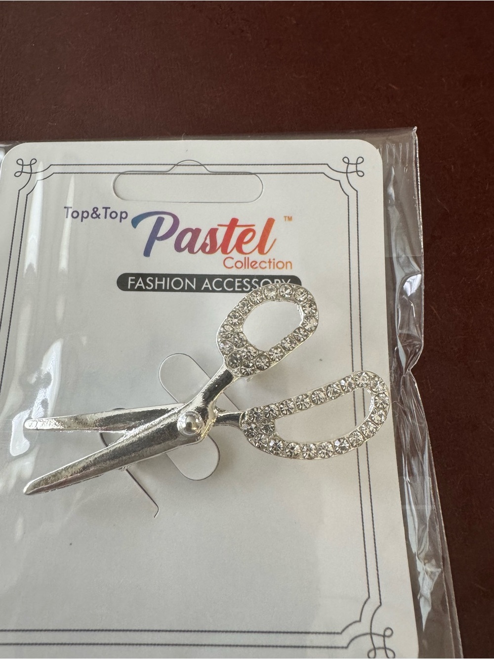Silver-Tone Rhinestone Scissors Brooch - Picture 2 of 3